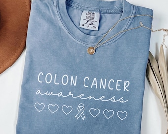 Colon Cancer Awareness Comfort Colors Shirt, Colon Cancer Shirt, Colon Cancer Support, Colorectal Cancer Shirt, Colon Cancer Ribbon Shirt