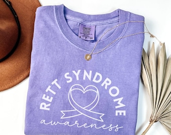 Rett Syndrome Awareness Comfort Colors Shirt, Rett Syndrome Shirts, Rett Syndrome Awareness Month, Purple Ribbon Shirt, Gift for Support