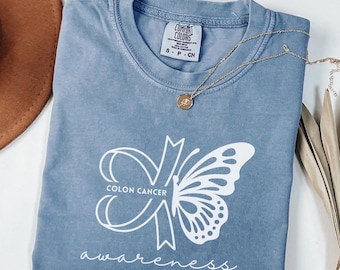 Colon Cancer Awareness Comfort Colors Shirt, Colon Cancer Shirt, Colon Cancer Support, Colorectal Cancer Shirt, Colon Cancer Ribbon Shirt