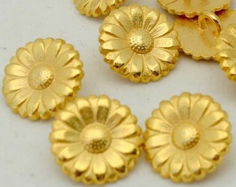 Morning Glory Flower Buttons, Bright Gold Metal Button, 15mm Sunflower, 5/8" Qty 4 to 8, Clothing, Sweater and Yoga Wrap Clasps