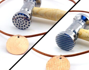 Texturing Hammer, Two Headed Hammer, Narrow Stripes and Dimples, Texture Hammer for stamped jewelry designs