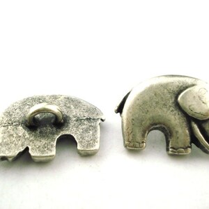 GOOD LUCK ELEPHANT Metal Buttons, Qty 4, Antique Silver Metal Button, 20mm Leather Wrap Clasps and Clothing, Elephant Button image 2