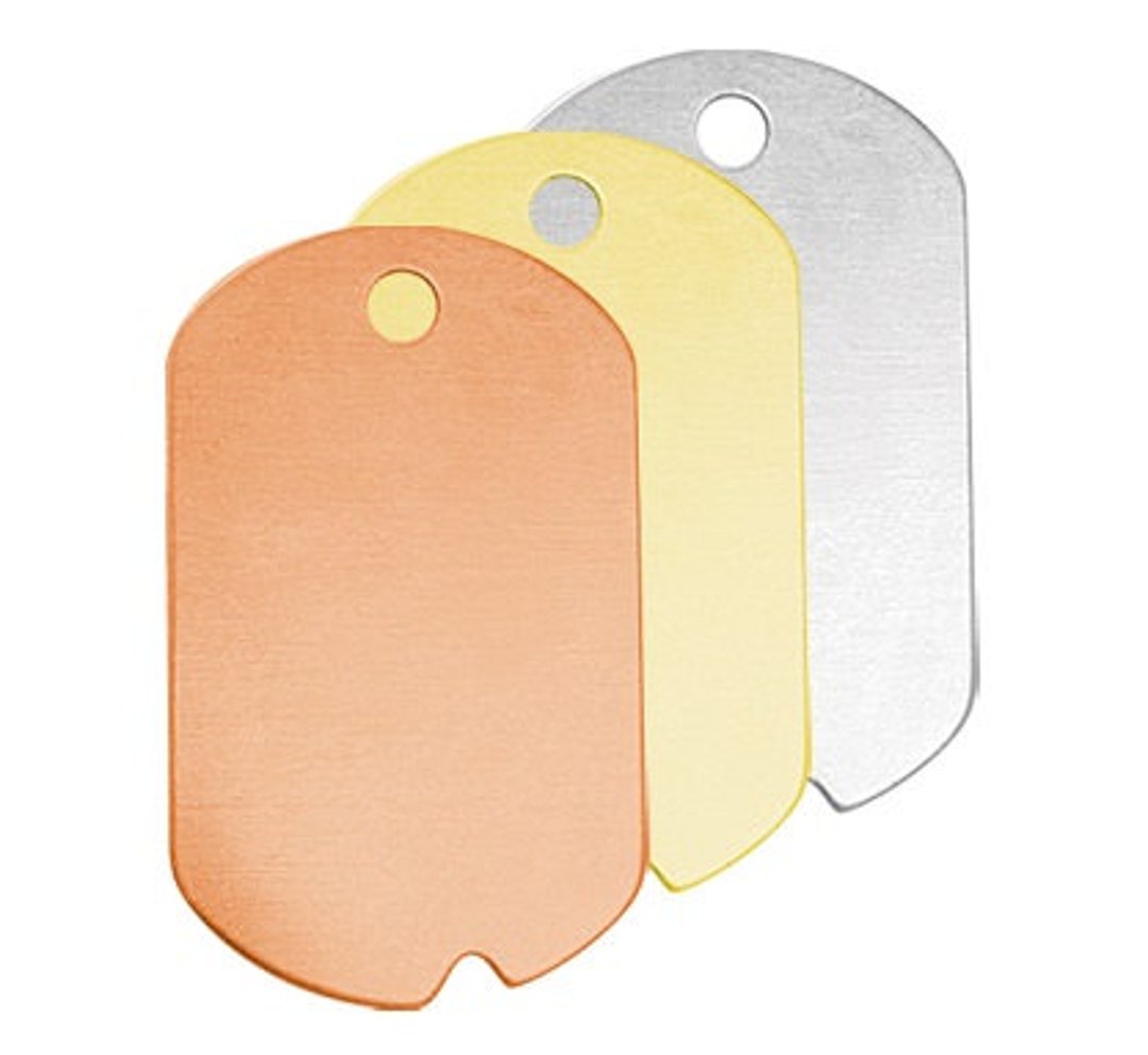 Brass DOG TAGS, Blanks 1 1/4 Qty 6 to 12 Military ID Tags, Pendants, Deburred Edges, Bulk Dog