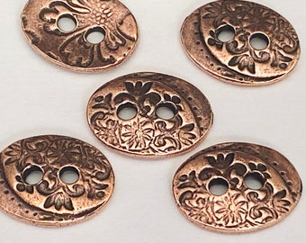 TierraCast JARDIN Buttons, Two Hole Oval Metal Button, Antique Copper, 19mm Qty 4 Leather Wrap Clasps