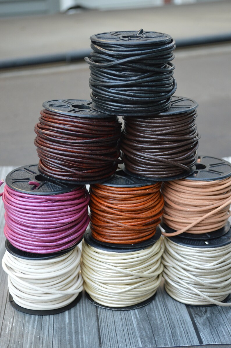 3mm Leather Cords Round Cording Choose From Black Dark Etsy