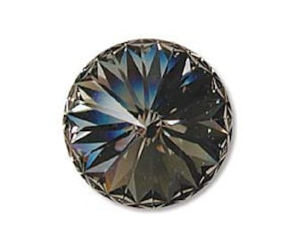 Black Diamond Rivolis Foiled Swarovski Crystal Elements Rivoli Stones Swarovski 12mm Qty 2 Gray
