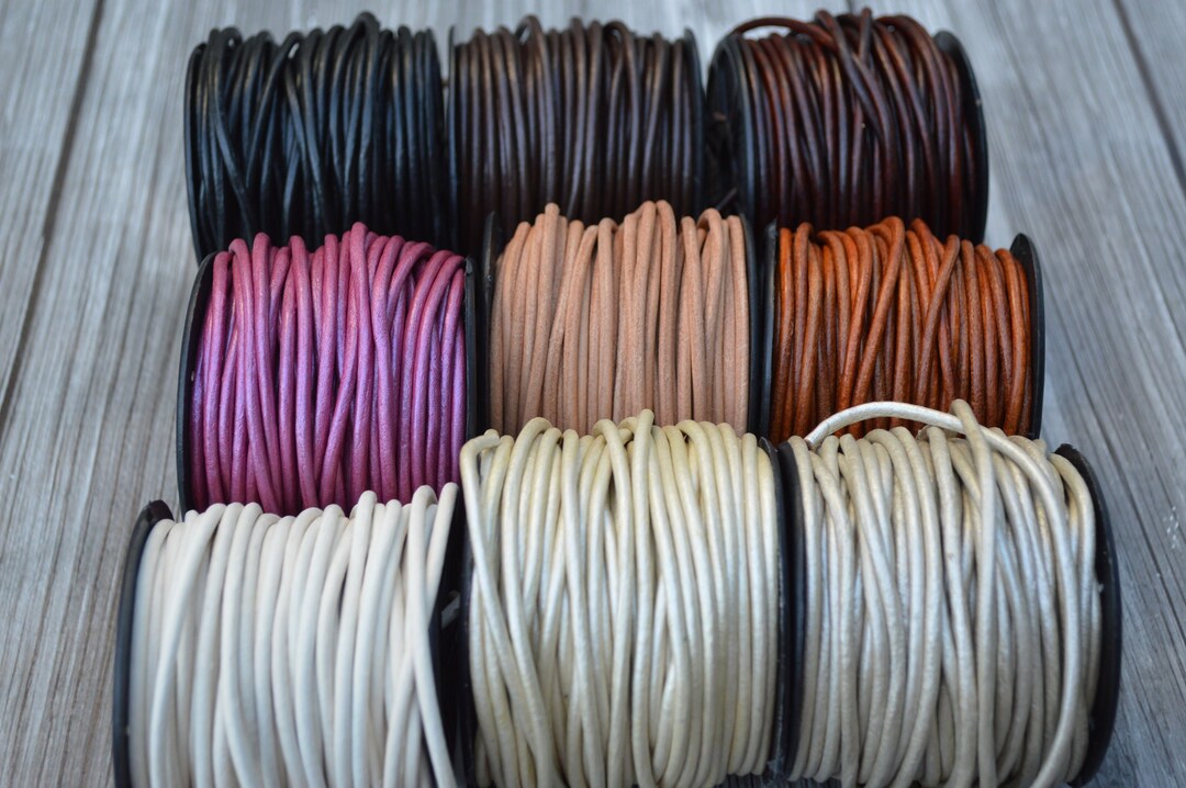 3mm Leather Cords, Round Cording, Choose From Black, Dark Brown