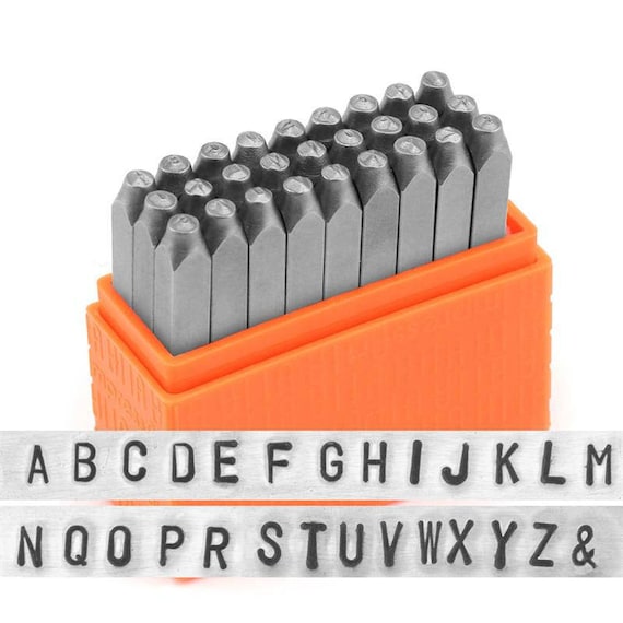 ImpressArt Metal Stamping Kit for Jewelry Making - Basic Uppercase Alphabet  (3MM) Metal Stamps Set, Ergo-Angle Hammer, Steel Bench Block, Stamping