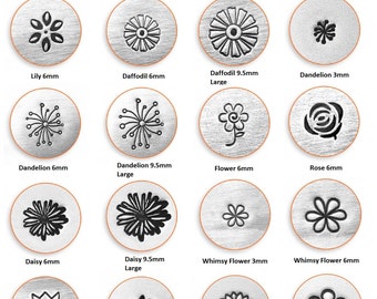 ImpressArt Flower Metal Stamps, Hand Stamping Tool, Choose from Rose, Lotus, Daisy, Dandelion, Gardenia, Hibiscus, Sunflower, Tulip, Whimsy