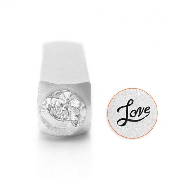 Love Fancy Script Metal Stamp, ImpressArt Design, Love Metal Stamp 6mm Handwritten Love Word, Handwriting Love, Jewelry Making Steel Punch