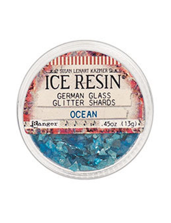 Pack of 3 Glass Glitter Shards Ocean