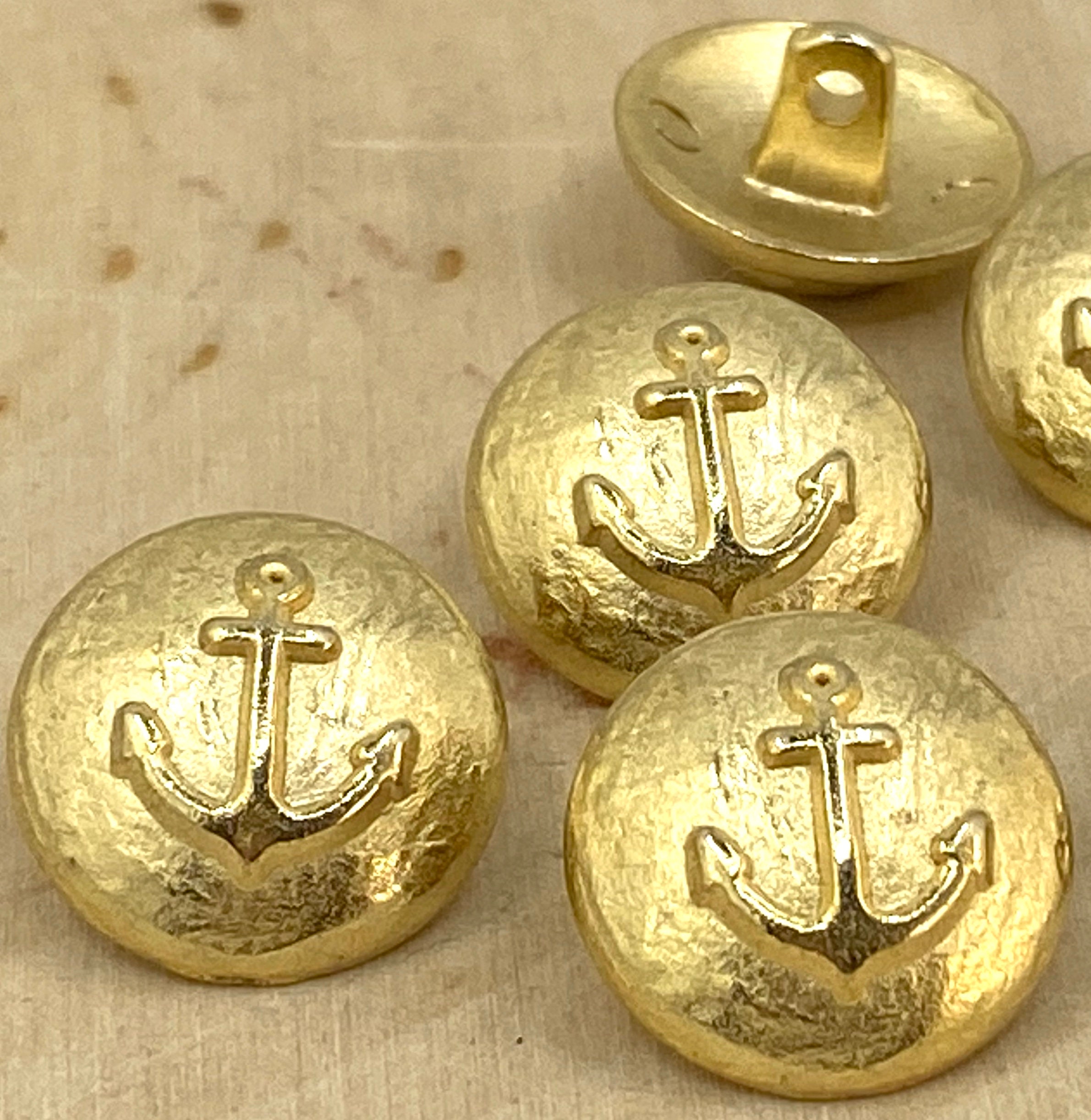 ANCHOR Buttons Gold Metal Buttons 5/8 16mm Qty 4 to 8 Etsy