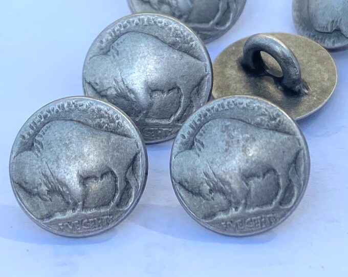 BUFFALO Nickel Metal Buttons 3/8