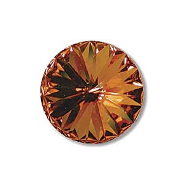 TOPAZ RIVOLIS, Swarovski Crystal Elements 12mm Rivoli Qty 2 Foiled Undrilled Amber Yellow Stones, Cabochon
