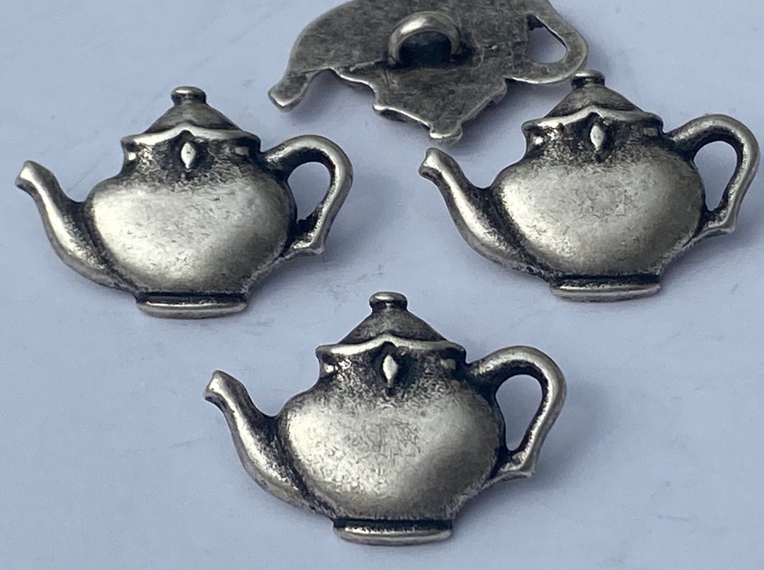 Teapot Metal Buttons Qty 4 Antique Silver 20mm Leather Wrap Etsy