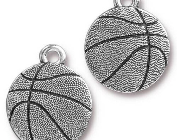 BASKETBALL Charms, Tierracast Sports Team Jewelry, Drops, Antique