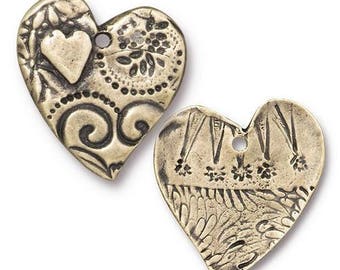 Silver Color Heart Charms Tierracast Pewter White Bronze Finish