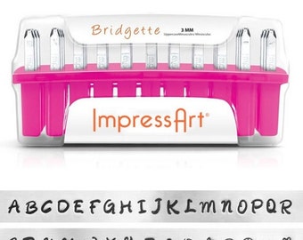 ImpressArt Bridgette Metal Stamping Kit, Alphabet Uppercase, 3mm Metal Stamps Set, Hand Stamping Tool for Jewelry Blanks Leather and Clay