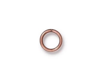 TierraCast 100 ROUND JUMP RINGS, 19 Gauge 7mm Antique Copper Plated, Qty 100 Unsoldered Split Rings, Open Jumprings, Chain Maille Findings