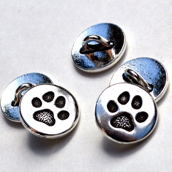 BOUTON PAW TierraCast, Argent Antique, Petit bouton en métal de 12 mm, Qté 4 Résultats de bijoux 1/2 « Fermoirs de bracelet, Petit bouton d’impression de patte de chien