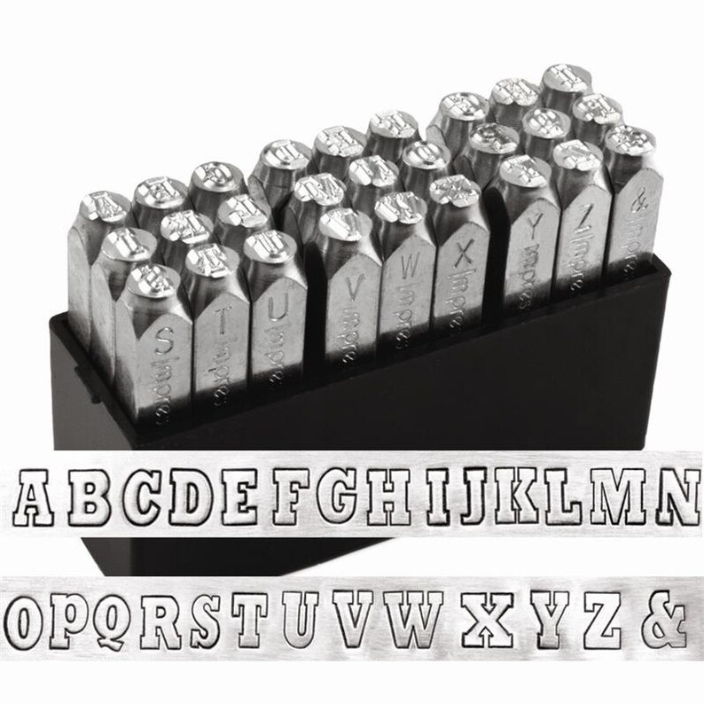 Metal Stamp Set VARSITY Metal Stamps Kit Hand Stamping Uppercase Alphabet 6mm Team Sports Lettering Outline 14 ImpressArt Stamps