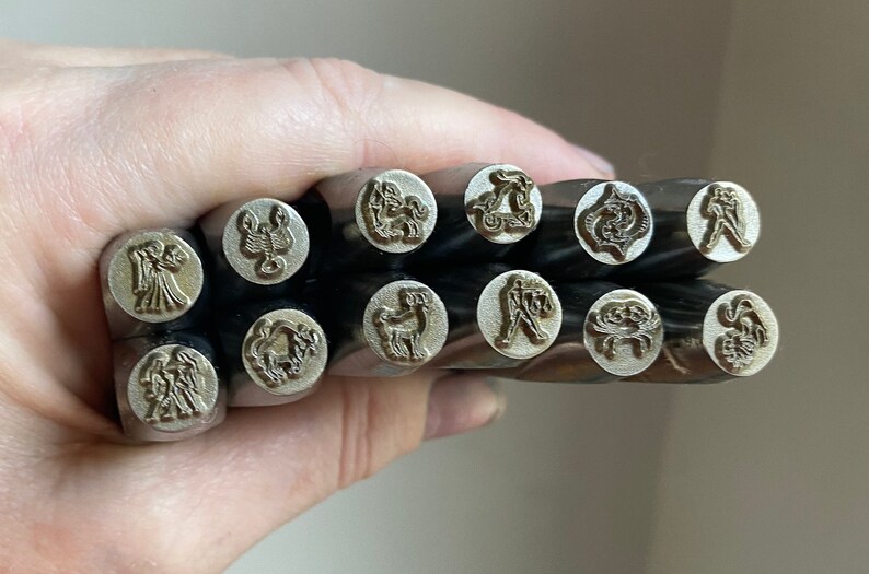ZODIAC Metal Stamp Kit 10mm Design Stamps 3/8 Etsy