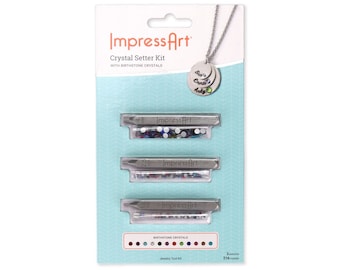 ImpressArt Crystal Setter Kit with Birthstone Crystals, Setting Kit, Sets Crystals Hand Stamping Jewelry, Metal Stamping Tools, Metalworking