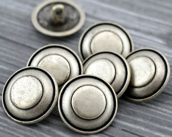 CLASSIC RINGS, Antique Silver, Metal Buttons, 3/4" 18mm, Qty 4 to 8, Traditional Blazer Button Great Clothing, Leather Wrap Clasp or Jewelry