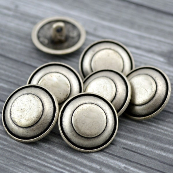 CLASSIC RINGS, Antique Silver, Metal Buttons, 3/4" 18mm, Qty 4 to 8, Traditional Blazer Button Great Clothing, Leather Wrap Clasp or Jewelry