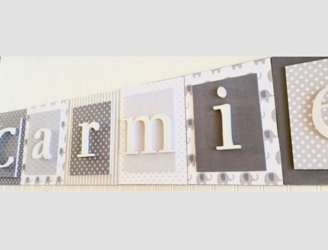 Nursery Letters Gray Elephant Nursery Boys Elephant Nursery Etsy