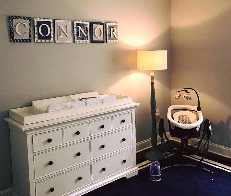 Wooden Letters for Boys Room Navy Blue Nursery Letters Boys Etsy