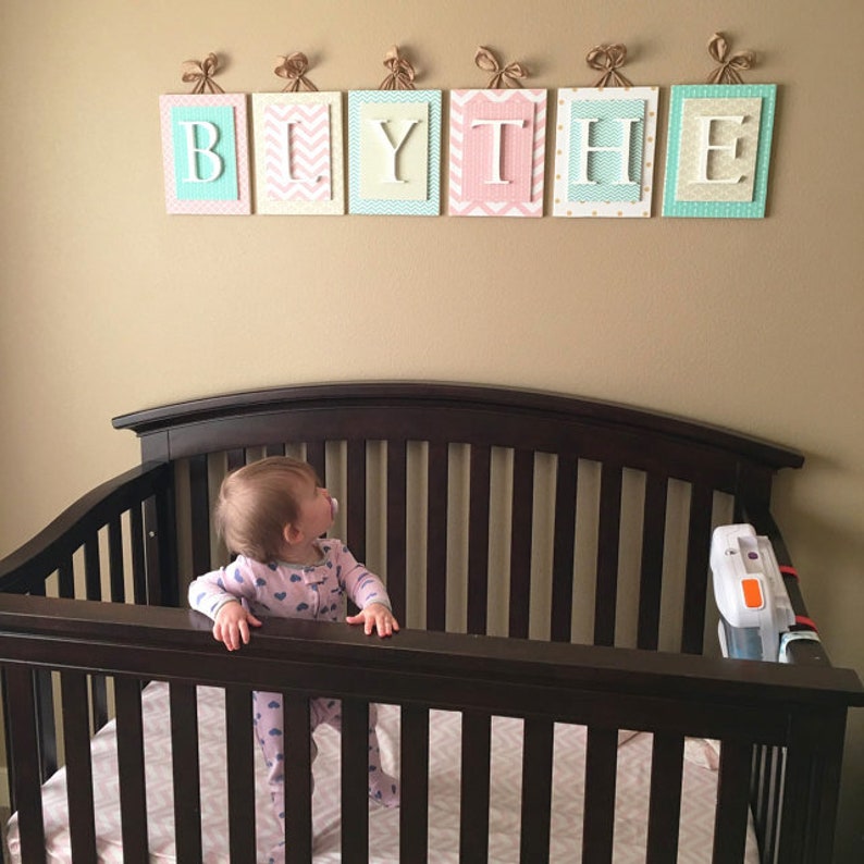 Pink and Gray Elephant Nursery Wooden Letters for Nursery Name Etsy