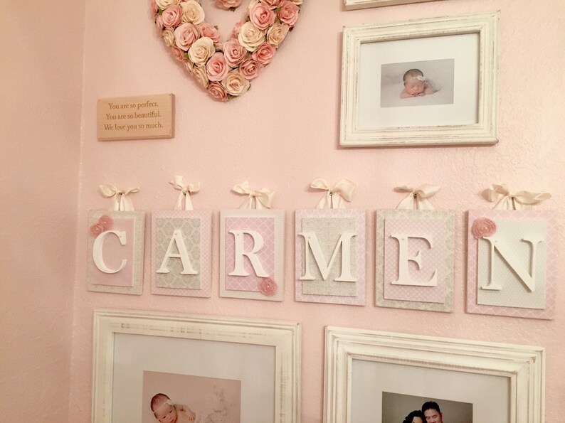 Nursery Letters Pink and Cream Nursery Baby Girl Nursery Etsy