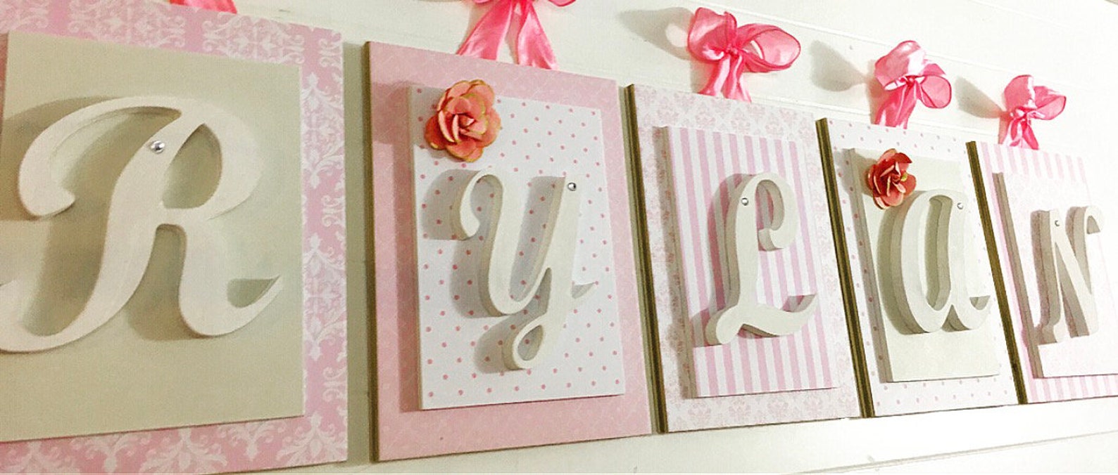 Nursery Letters Girls Letters Baby Girl Wall Letters Etsy