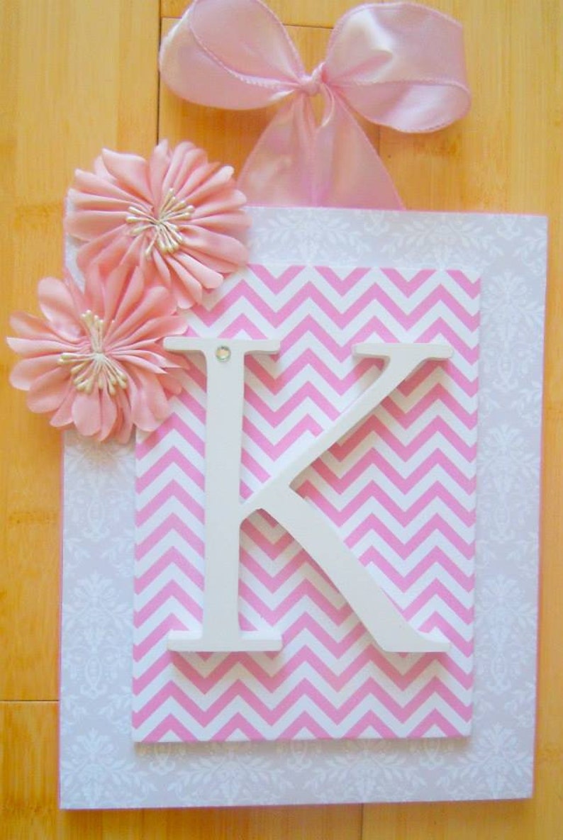 Nursery Wood Name Decorative Letters Pink and Gray Nursery Etsy