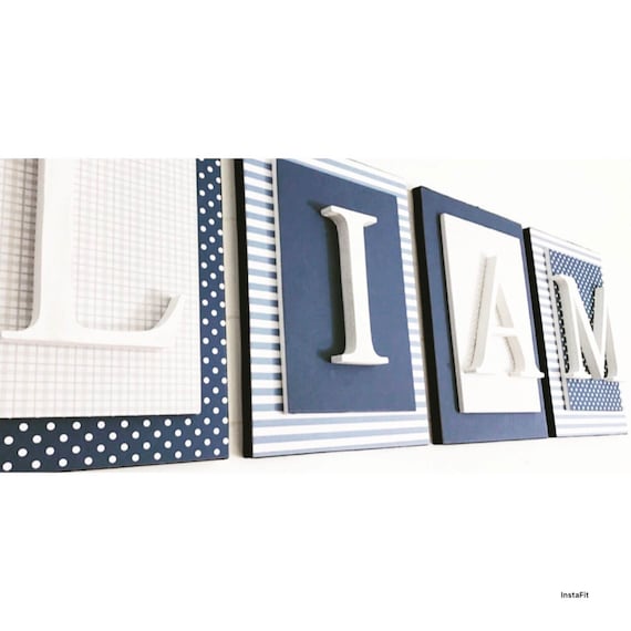 Chambre d\'enfant lettres garçon, gris et bleu pépinière lettres ... Chambre d\'enfant lettres garçon, gris et bleu pépinière lettres ...
