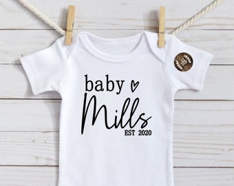 New Baby Onsie, Personalized Baby Name Announcement Onesie, Custom Last Name Baby Onesie, Pregnancy Announcement, Custom Baby Name, New Baby