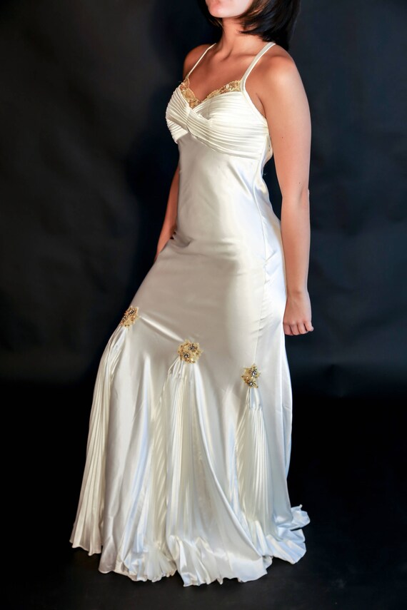 Satin Off White Evening Gown