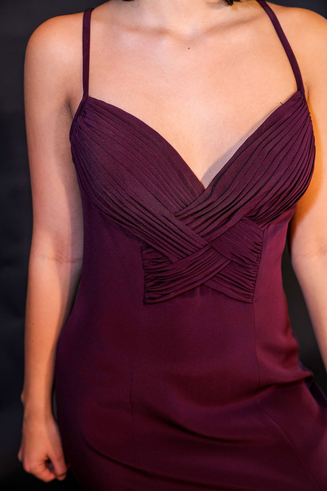 wine evening gown