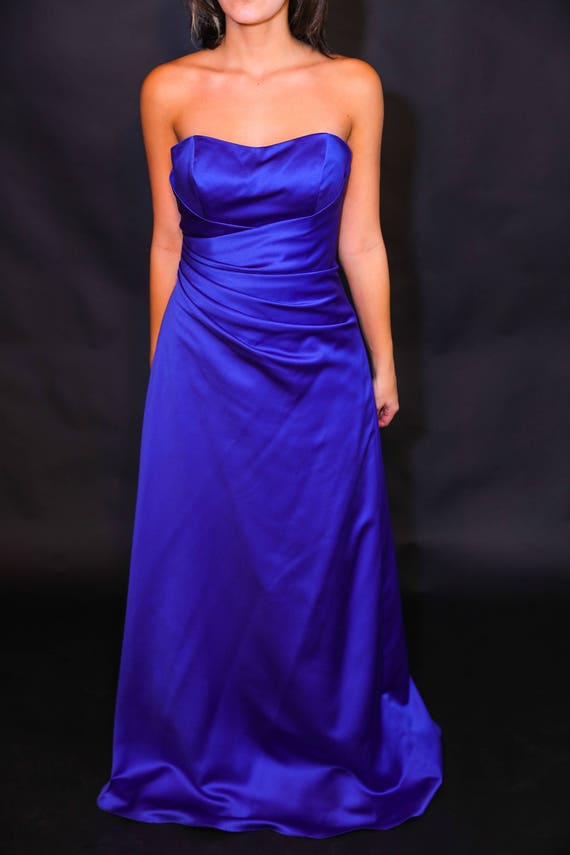 Electric Blue Satin Evening Gown