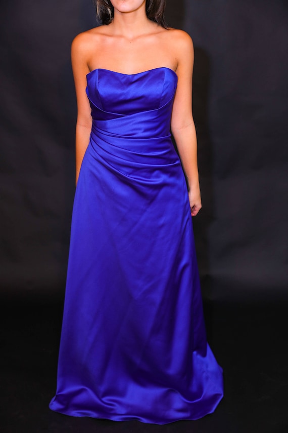 Electric Blue Satin Evening Gown