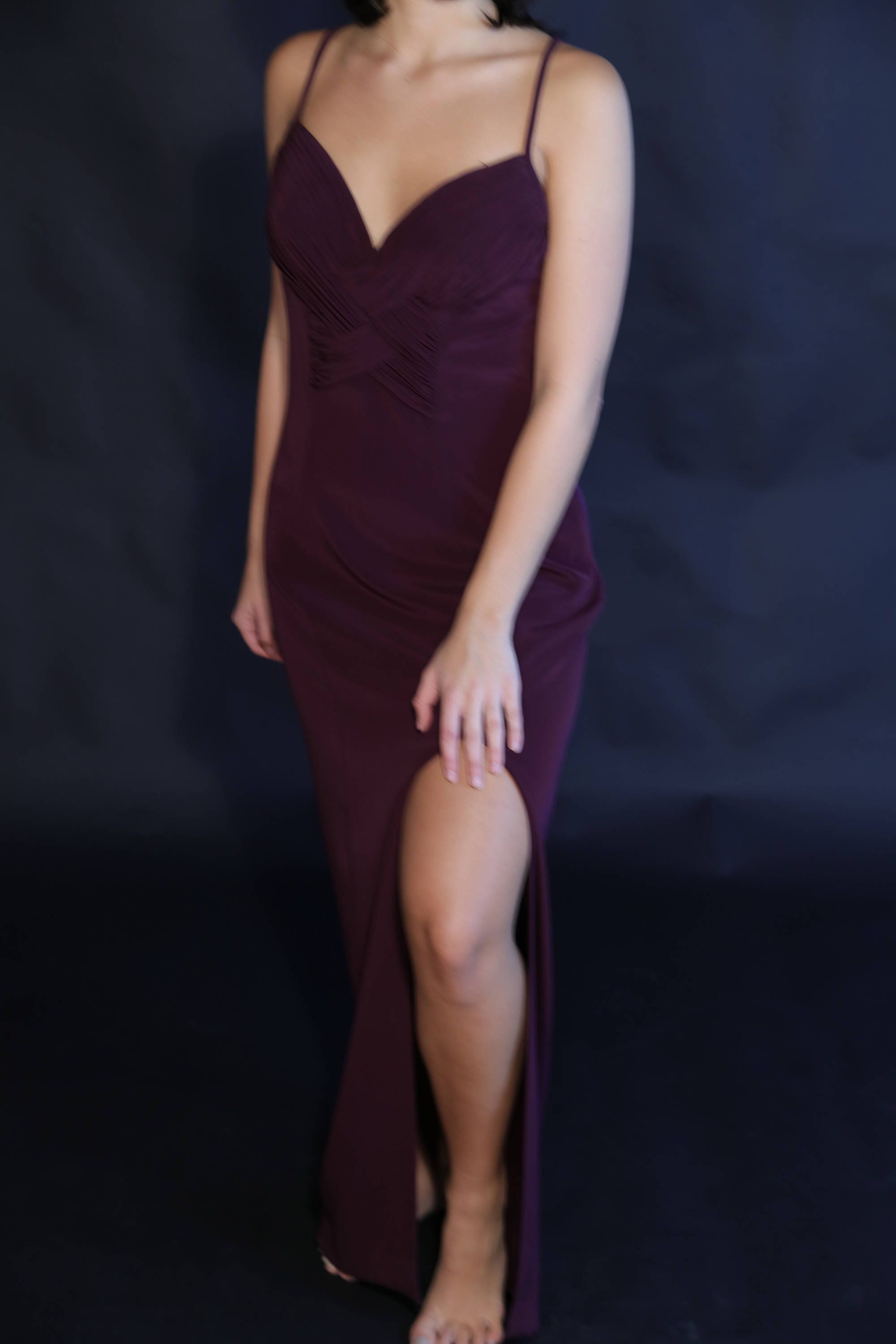 wine colored evening gown