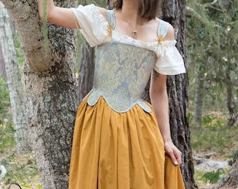 Renaissance Skirt, Historical Skirt, Gathered Maxi Skirt in Golden Yellow for Renaissance/Historical Costumes MADE TO ORDER