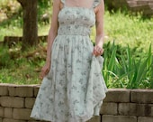 Floral Milkmaid Dress | Ivory Green Renaissance Sleeveless Ruffle Flowers  off Shoulder Cottagecore Peasant Midi Cute Summer Elastic Blouson - Etsy  Canada