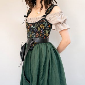 Dark Green Linen Renaissance Skirt, Historical Skirt, Gathered Maxi ...