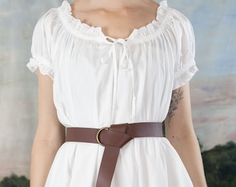 Vestido Chemise renacentista / Vestido blanco con volantes de manga corta Camisón vintage Ropa interior victoriana fuera del hombro Cottage Core Princess