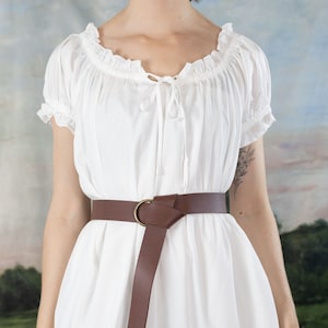 Renaissance Chemise Dress | Short Sleeve Ruffle White Dress Vintage Nightgown Victorian Undergarment Off Shoulder Cottage Core Princess