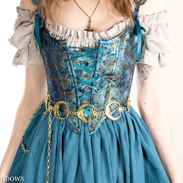 Metal Moon Renaissance Belt | Chain Belt Tarot Belt Medieval Belt FairyCore Gothic Renaissance Faire Costumes Jewelry Witch Fairy Grunge
