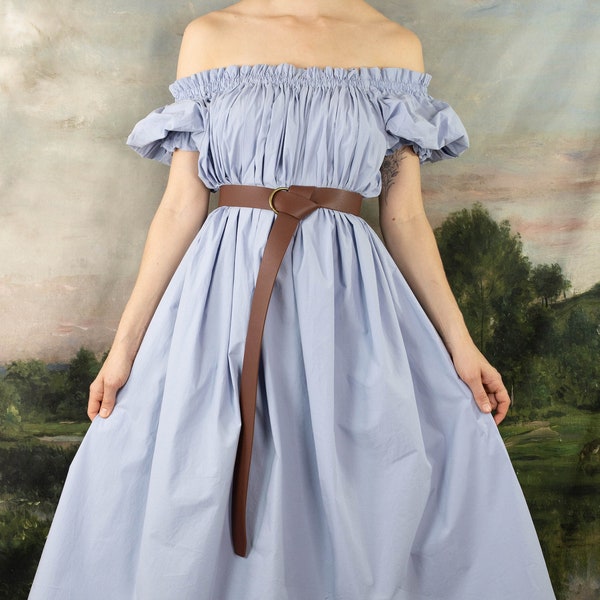 Light Blue Regency Chemise | Renaissance Dress Puff Sleeve Chemise Off Shoulder Belle Costume Bridgerton Alice Elsa Little Mermaid Ariel