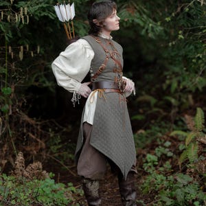 Olive Green Quilted Gambeson | Women's Padded Armor for Cosplay and LARP